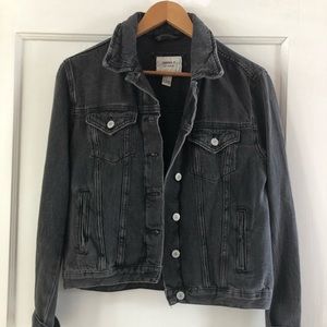 Distressed black denim jacket